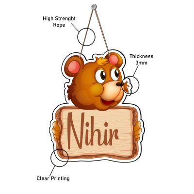 Personalized Bear Cute Animal Wooden Wall Hanging Customized With Name Kids Room, Living Room, Home Decor Birthday Gift For Kids